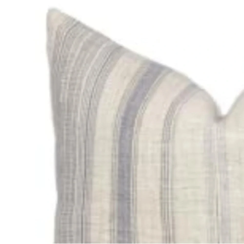Farmhouse Boho Stripe Beige Gray Linen Pillow Covers SQUARE 24x24” (2-pack)
